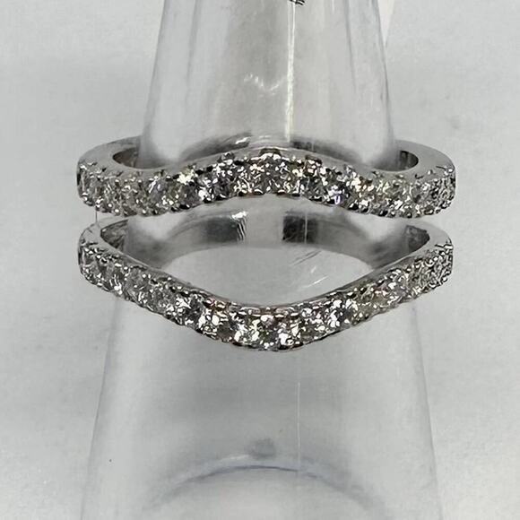 Moissanite Diamond Enhancer Ring Guard Wedding Band Anniversary 925 18k Size 6.5 - Picture 1 of 11